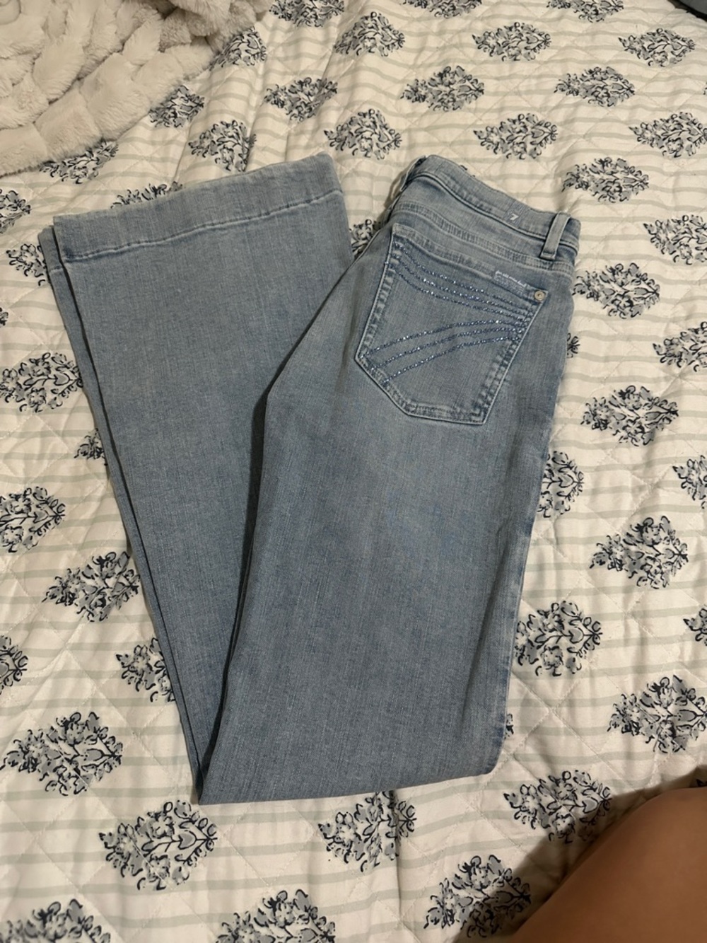 7 For All Mankind Light wash bedazzled 7s
